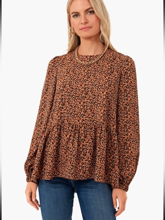Pomander Place Tops - Tuckernuck Pomander Place  Leopard Carlota Peplum Blouse Large